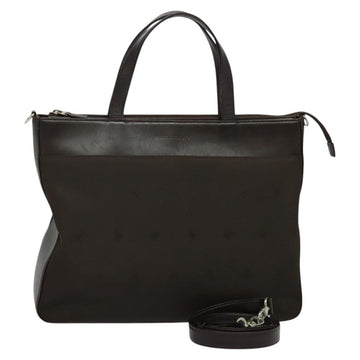 BURBERRY Hand Bag Leather 2way Brown Silver Auth bs25791
