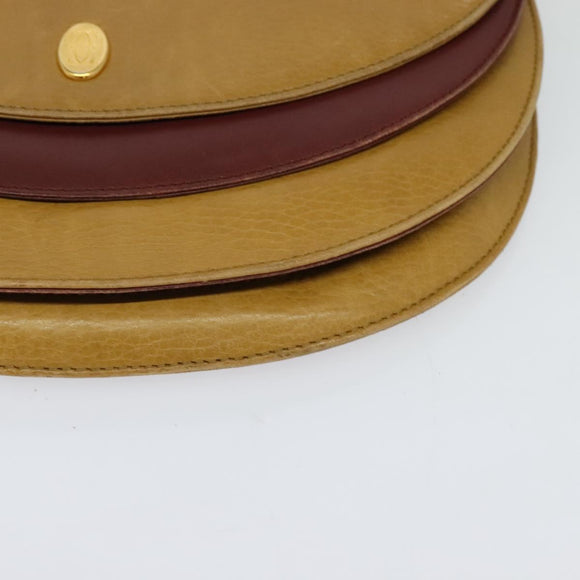 CARTIER Shoulder Bag Leather Yellow Gold Auth bs25792