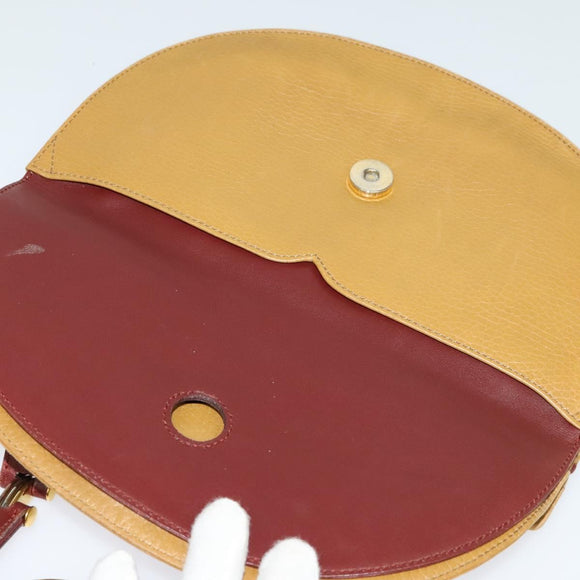 CARTIER Shoulder Bag Leather Yellow Gold Auth bs25792