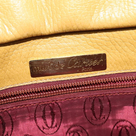 CARTIER Shoulder Bag Leather Yellow Gold Auth bs25792