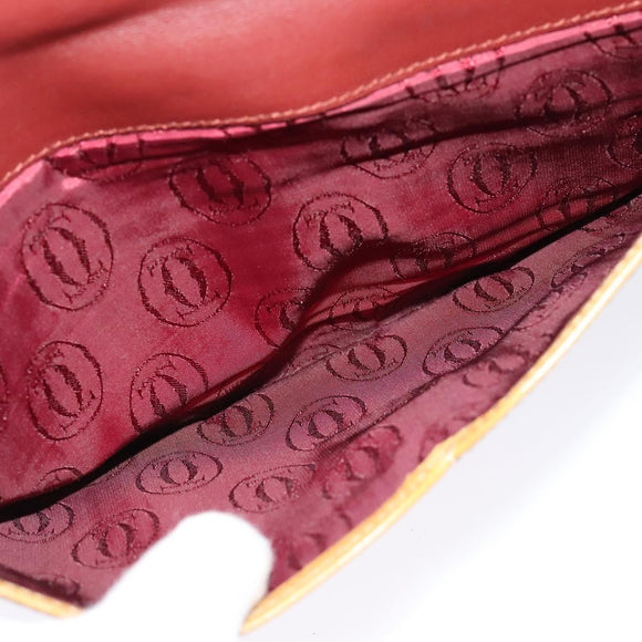 CARTIER Shoulder Bag Leather Yellow Gold Auth bs25792