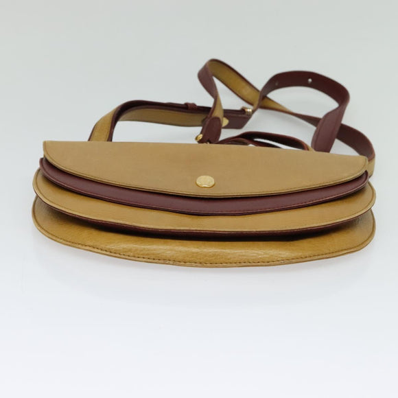 CARTIER Shoulder Bag Leather Yellow Gold Auth bs25792