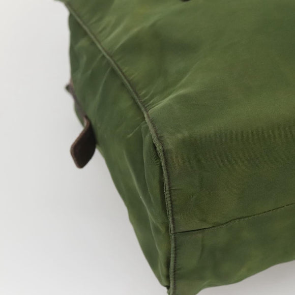 PRADA Shoulder Bag Nylon Green Silver Auth bs25797