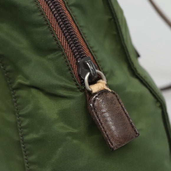 PRADA Shoulder Bag Nylon Green Silver Auth bs25797