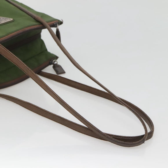 PRADA Shoulder Bag Nylon Green Silver Auth bs25797