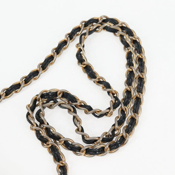 CHANEL Matelasse Chain Shoulder Bag Lamb Skin Black Gold CC Auth bs25799