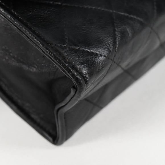 CHANEL Matelasse Chain Shoulder Bag Lamb Skin Black Gold CC Auth bs25799