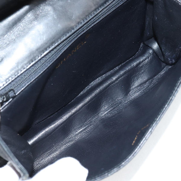 CHANEL Matelasse Chain Shoulder Bag Lamb Skin Black Gold CC Auth bs25799