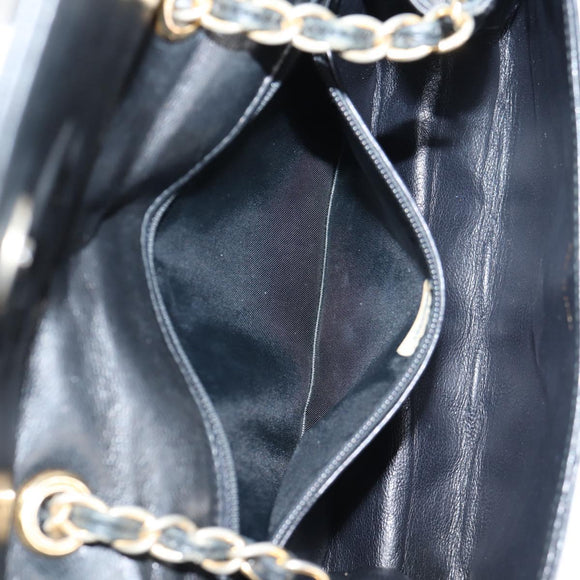 CHANEL Matelasse Chain Shoulder Bag Lamb Skin Black Gold CC Auth bs25799