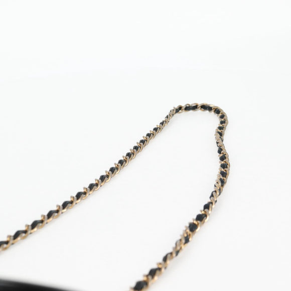 CHANEL Matelasse Chain Shoulder Bag Lamb Skin Black Gold CC Auth bs25799