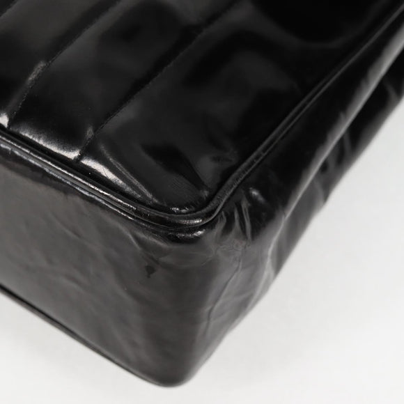 CHANEL Mademoiselle Chain Shoulder Bag Enamel Black Gold CC Auth bs25800