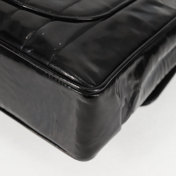 CHANEL Mademoiselle Chain Shoulder Bag Enamel Black Gold CC Auth bs25800