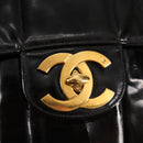 CHANEL Mademoiselle Chain Shoulder Bag Enamel Black Gold CC Auth bs25800-19