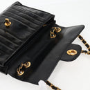 CHANEL Mademoiselle Chain Shoulder Bag Enamel Black Gold CC Auth bs25800-20