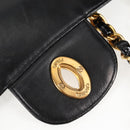 CHANEL Mademoiselle Chain Shoulder Bag Enamel Black Gold CC Auth bs25800-9