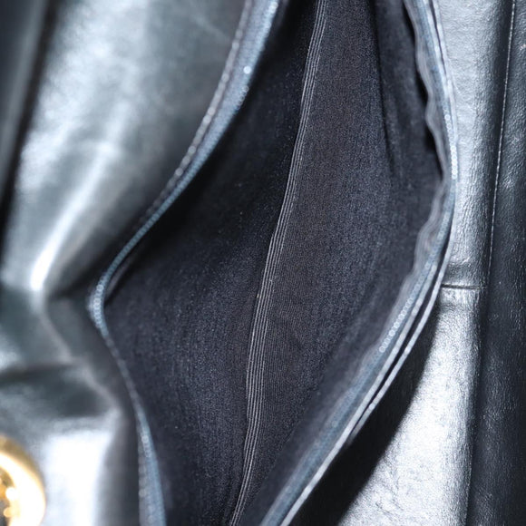 CHANEL Mademoiselle Chain Shoulder Bag Enamel Black Gold CC Auth bs25800