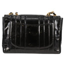 CHANEL Mademoiselle Chain Shoulder Bag Enamel Black Gold CC Auth bs25800-2
