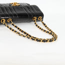 CHANEL Mademoiselle Chain Shoulder Bag Enamel Black Gold CC Auth bs25800-7