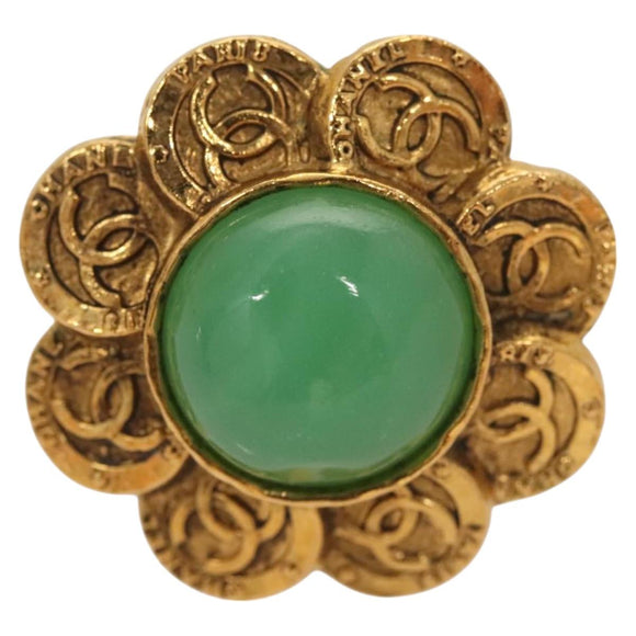 CHANEL Earring metal Gold CC Auth bs25806