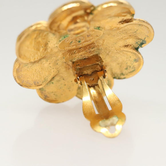 CHANEL Earring metal Gold CC Auth bs25806
