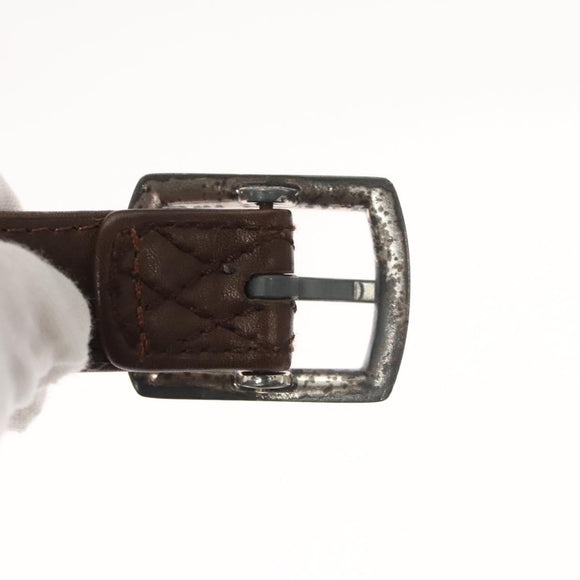 CHANEL Belt Leather 30.7"" Brown CC Auth bs25810