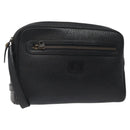 Burberrys Clutch Bag Leather Black Auth bs25815-1