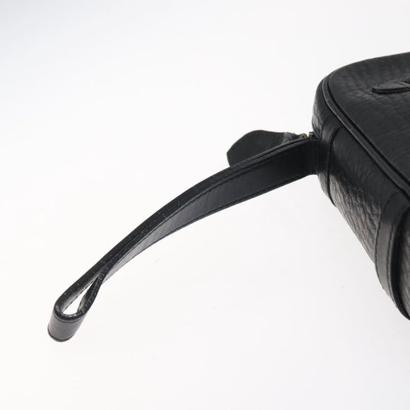 Burberrys Clutch Bag Leather Black Auth bs25815