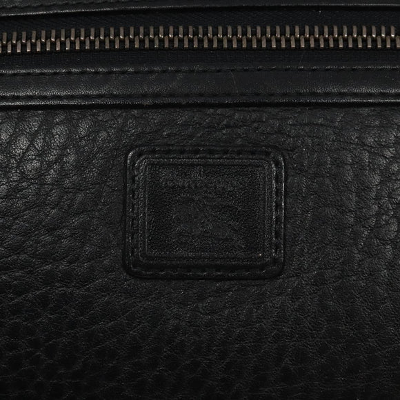 Burberrys Clutch Bag Leather Black Auth bs25815