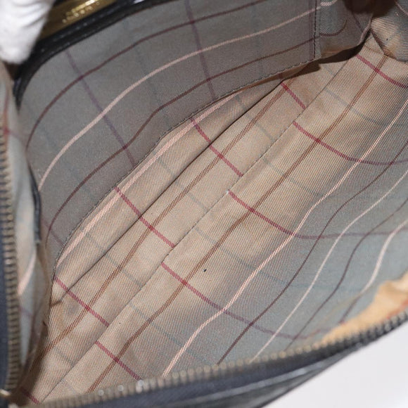 Burberrys Clutch Bag Leather Black Auth bs25815