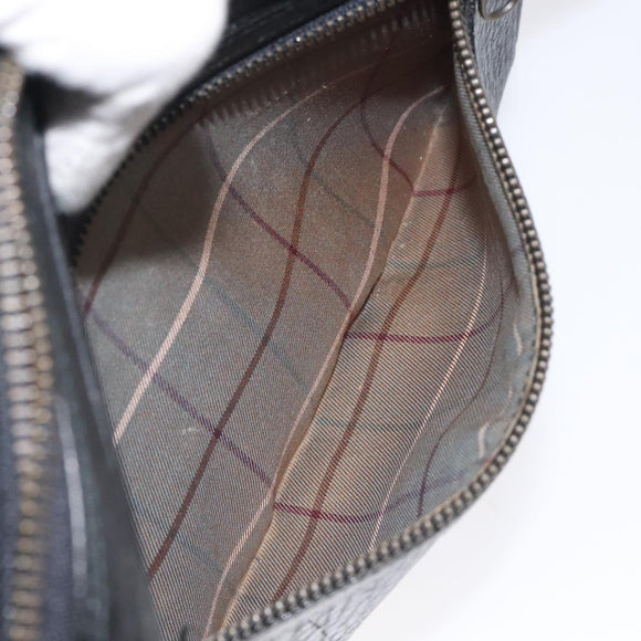 Burberrys Clutch Bag Leather Black Auth bs25815