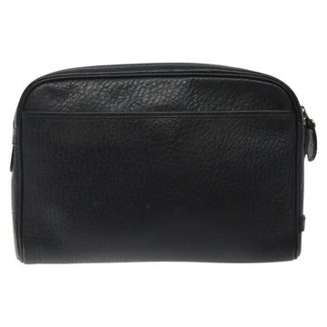 Burberrys Clutch Bag Leather Black Auth bs25815 - 0