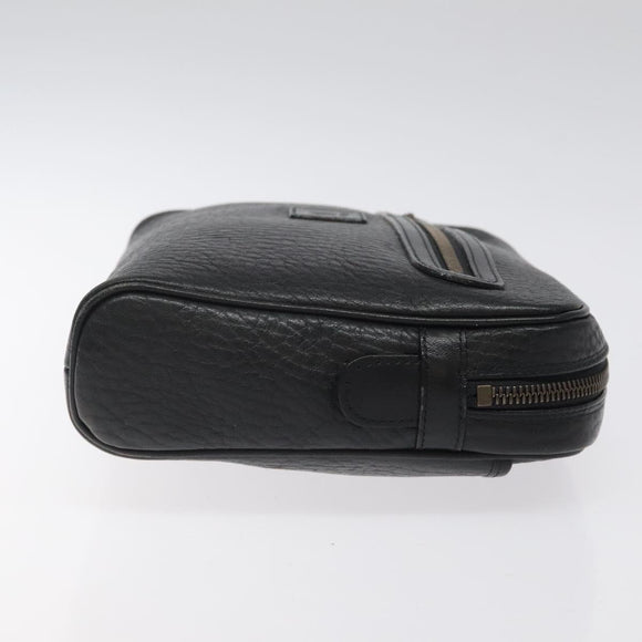 Burberrys Clutch Bag Leather Black Auth bs25815