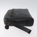 Burberrys Clutch Bag Leather Black Auth bs25815-4