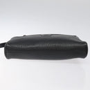 Burberrys Clutch Bag Leather Black Auth bs25815-6