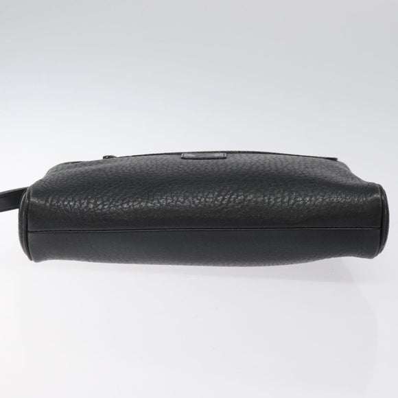 Burberrys Clutch Bag Leather Black Auth bs25815