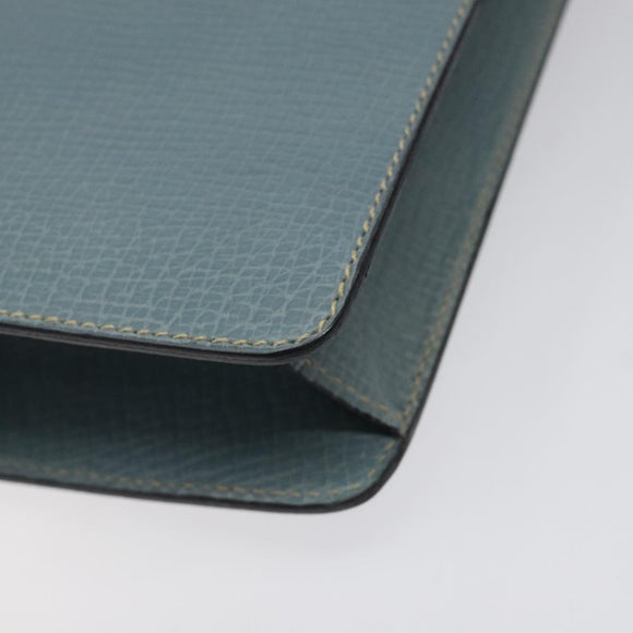 LOEWE Clutch Bag Leather Light Blue Gold Auth bs25818