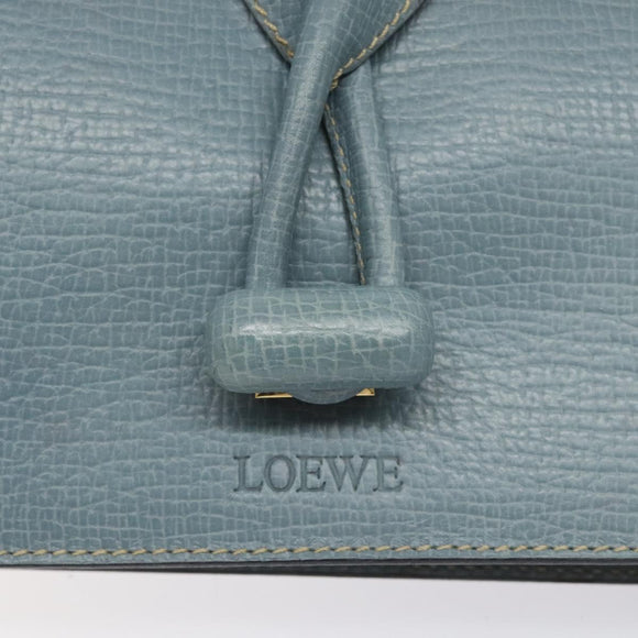 LOEWE Clutch Bag Leather Light Blue Gold Auth bs25818