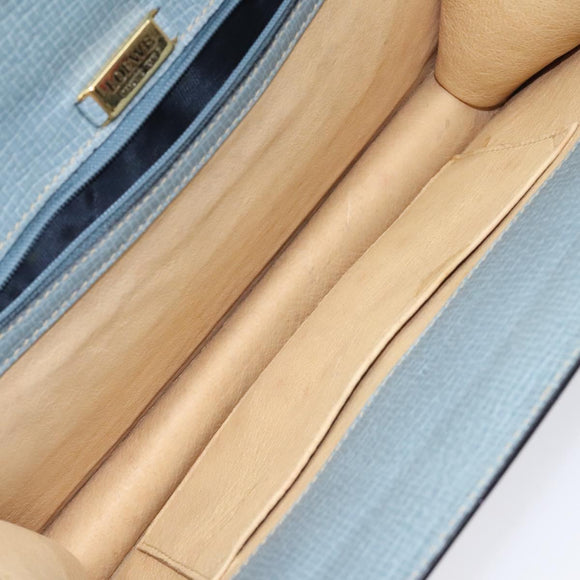 LOEWE Clutch Bag Leather Light Blue Gold Auth bs25818