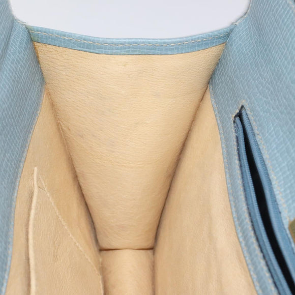 LOEWE Clutch Bag Leather Light Blue Gold Auth bs25818