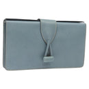 LOEWE Clutch Bag Leather Light Blue Gold Auth bs25818-1