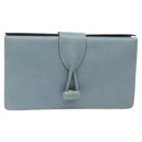 LOEWE Clutch Bag Leather Light Blue Gold Auth bs25818-13