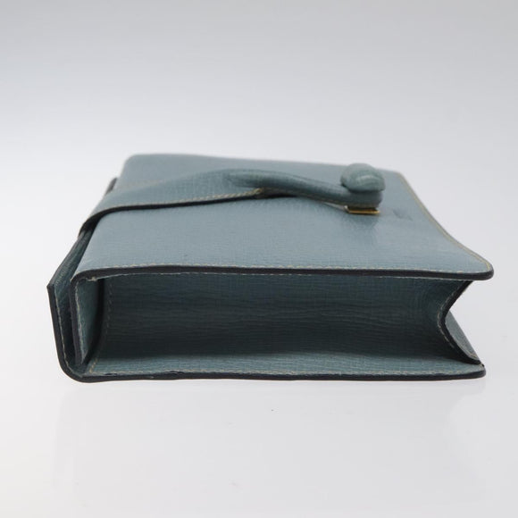 LOEWE Clutch Bag Leather Light Blue Gold Auth bs25818