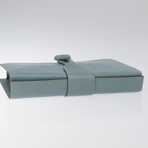 LOEWE Clutch Bag Leather Light Blue Gold Auth bs25818