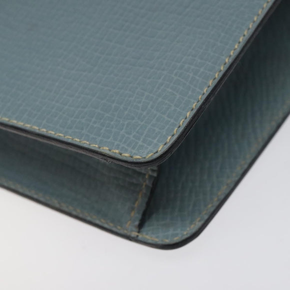 LOEWE Clutch Bag Leather Light Blue Gold Auth bs25818