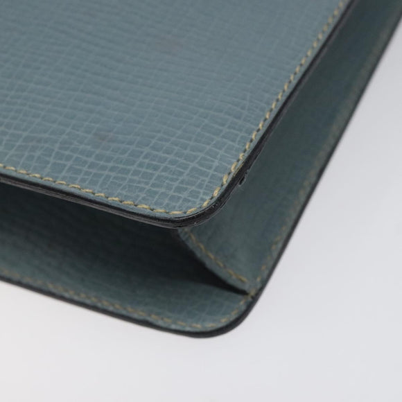 LOEWE Clutch Bag Leather Light Blue Gold Auth bs25818