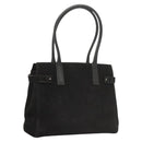 Salvatore Ferragamo Gancini Shoulder Bag Suede Black Silver Auth bs25826-1