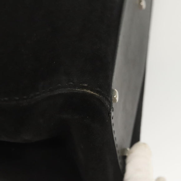 Salvatore Ferragamo Gancini Shoulder Bag Suede Black Silver Auth bs25826