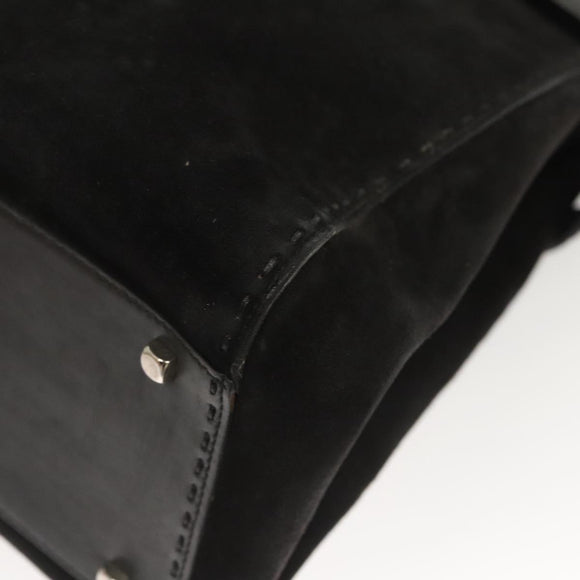 Salvatore Ferragamo Gancini Shoulder Bag Suede Black Silver Auth bs25826