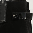 Salvatore Ferragamo Gancini Shoulder Bag Suede Black Silver Auth bs25826-9