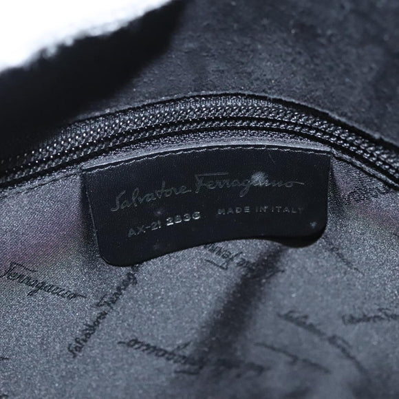 Salvatore Ferragamo Gancini Shoulder Bag Suede Black Silver Auth bs25826